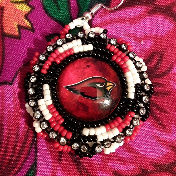 Arizona Cardinals Beaded Earrings - Picture 2 of 3